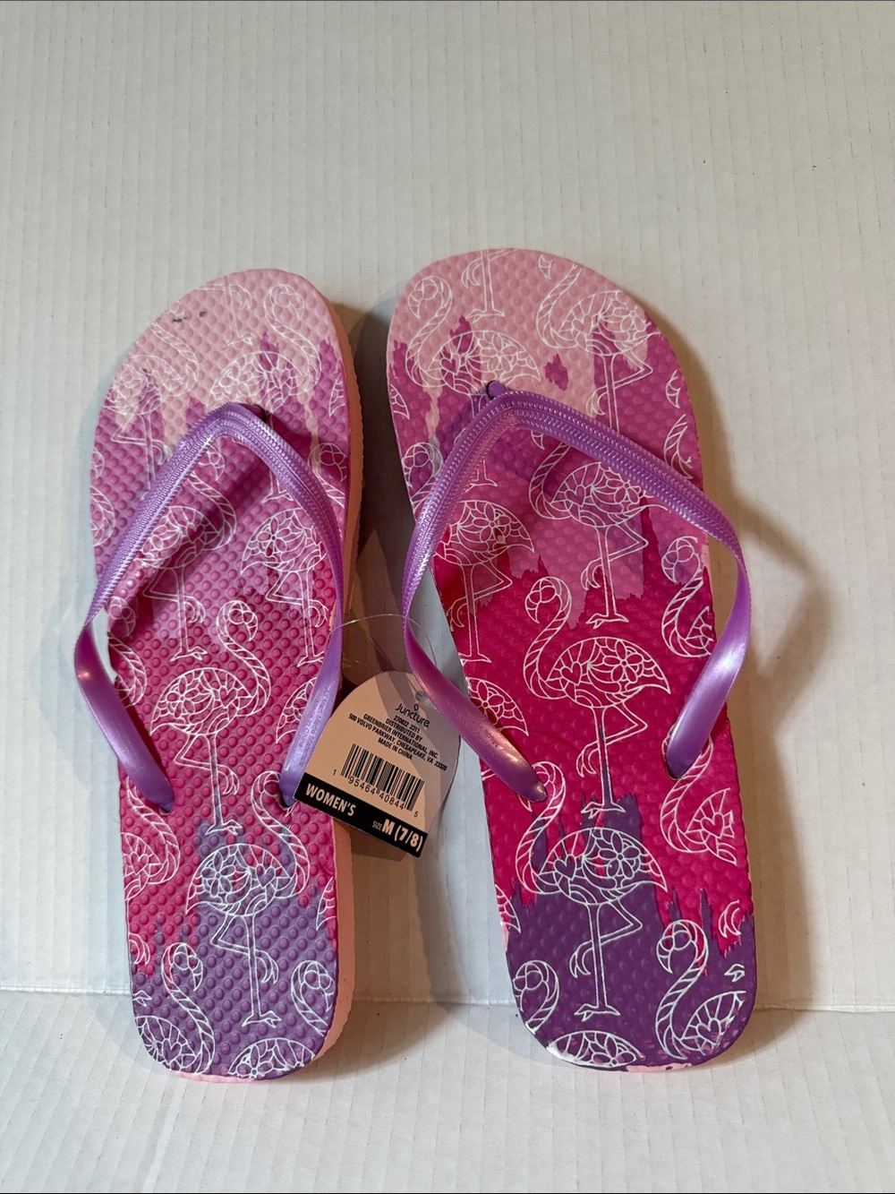 Women's Pink Purple Flamingo Flip Flop Sandals